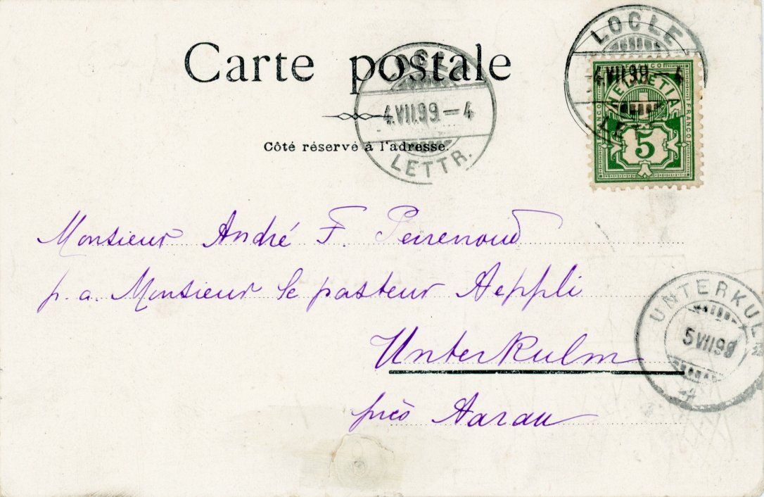 Cartoline postali: Le Locle  NE        en 1899 – Usato da Brig venduto da Valcards54 1