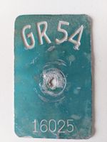 Velonummer GR 54 plaque Velo Graubünden