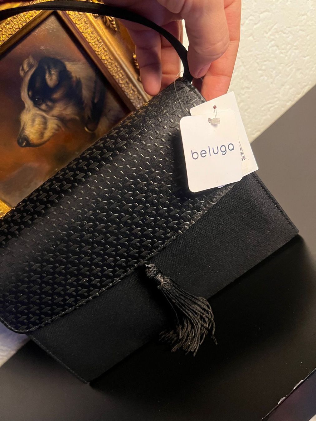 Borse da donna: Beluga Abendtasche Schwarz mit Struktur & Quaste – Nuovo (secondo la descrizione) da Winterthur venduto da Dejv 1