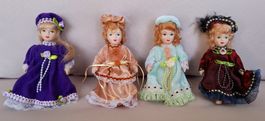 Victorian Style Vintage Porcelain Mini Doll Set