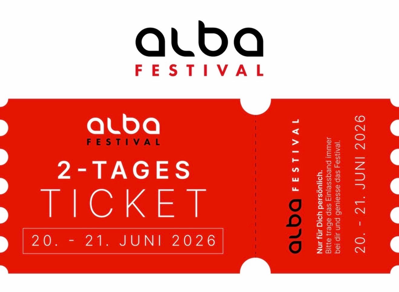Biglietti: Alba Festival 2- Tages Ticket – Nuovo e nell'imballaggio originale da Döttingen venduto da FG9