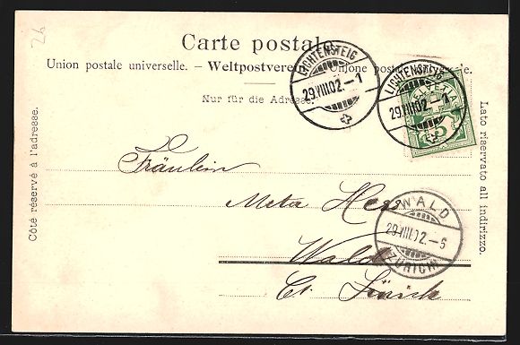 Cartoline postali: Lichtensteig, Darstellung anno 1800 – Usato da Berlin venduto da bartko-reher 1
