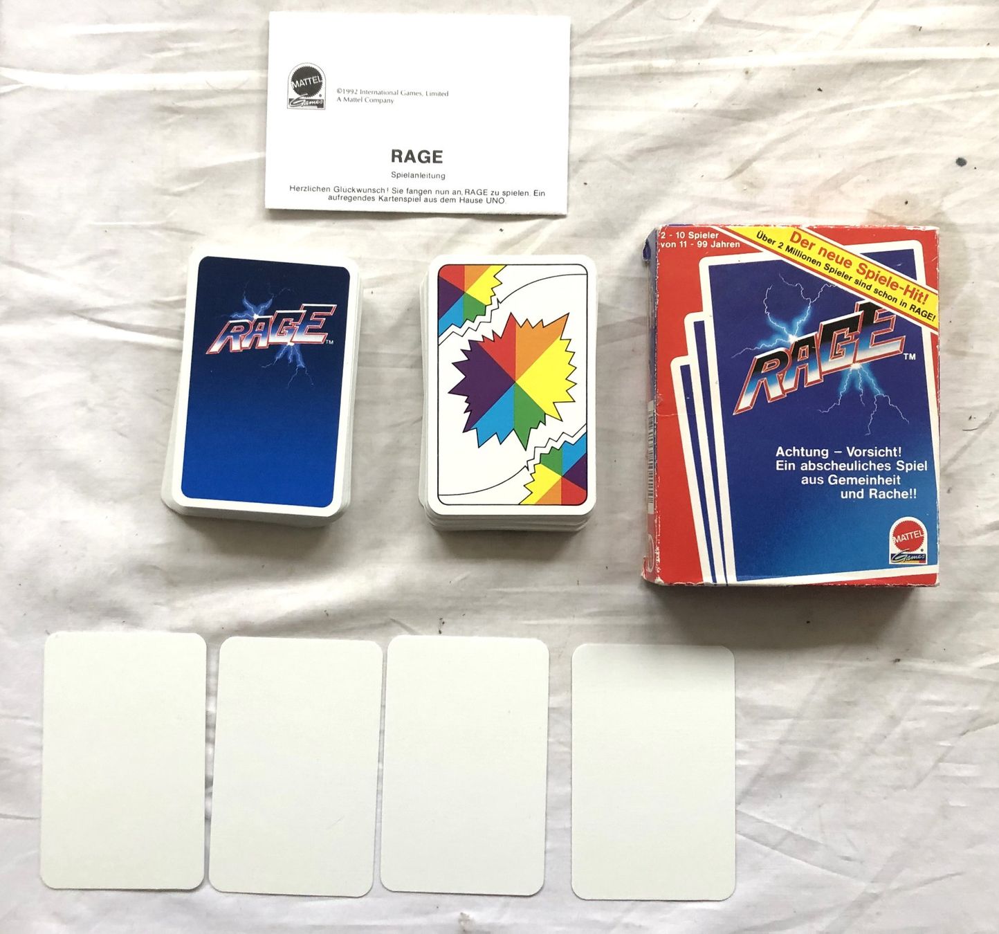 Mattel Giochi: RAGE - Kartenspiel - Mattel - 1992 – Usato da Schaffhausen venduto da durruti 1