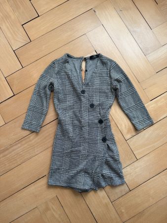BERSHKA - Kleid schwarz-weiss kariert XS