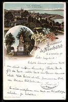 Litho Neuchâtel, Vue générale, Baie d