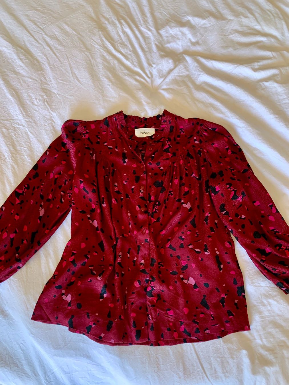 Ba&Sh Camicette: Blouse ba&sh imprimé terrazzo bordeaux – Usato da Geneve venduto da Salomevergne 1