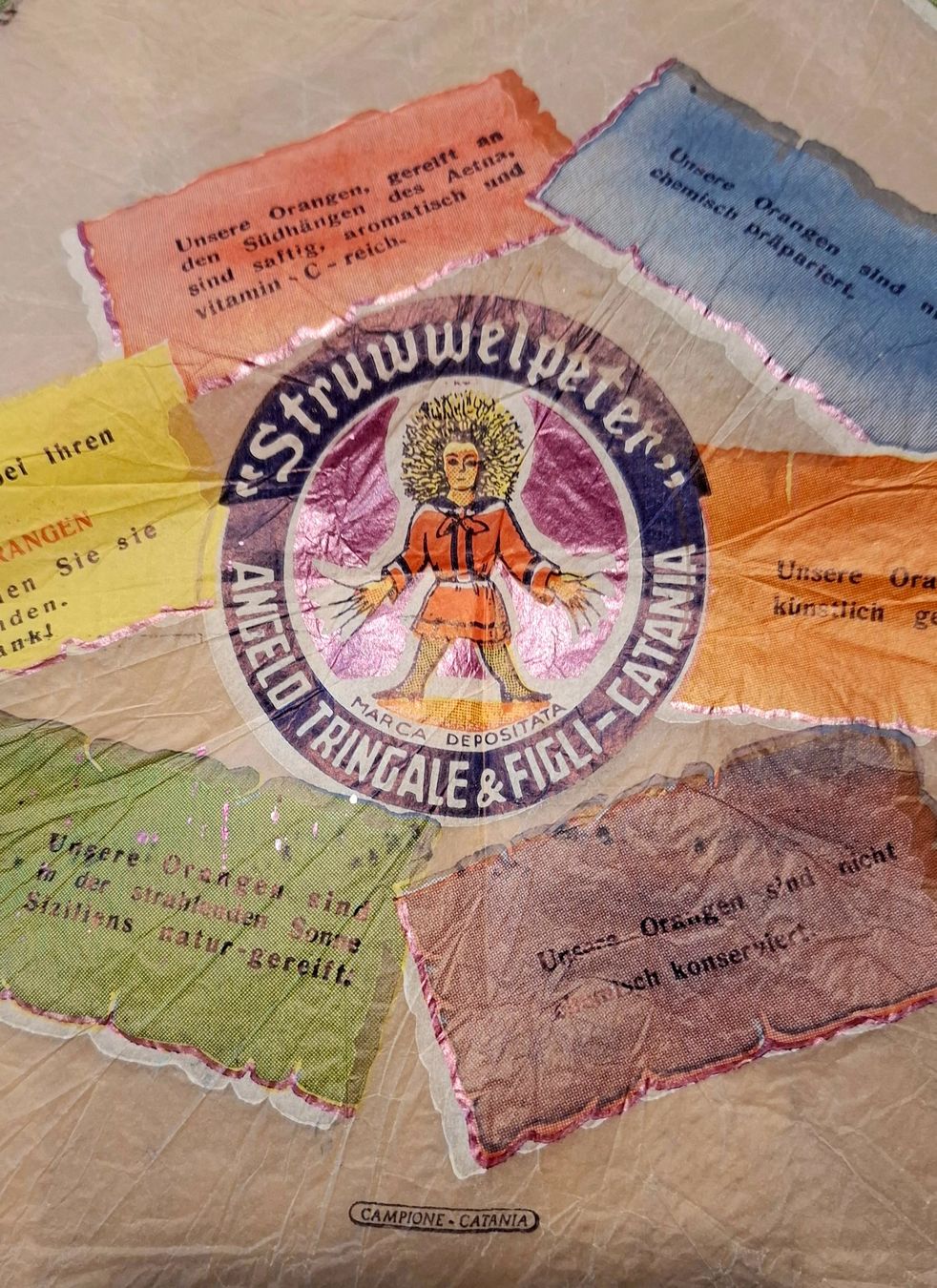 Carta: ALTES, GROSSES ORANGENPAPIER 39 x 39 CM – Usato da Grüningen venduto da Kartensammler 1