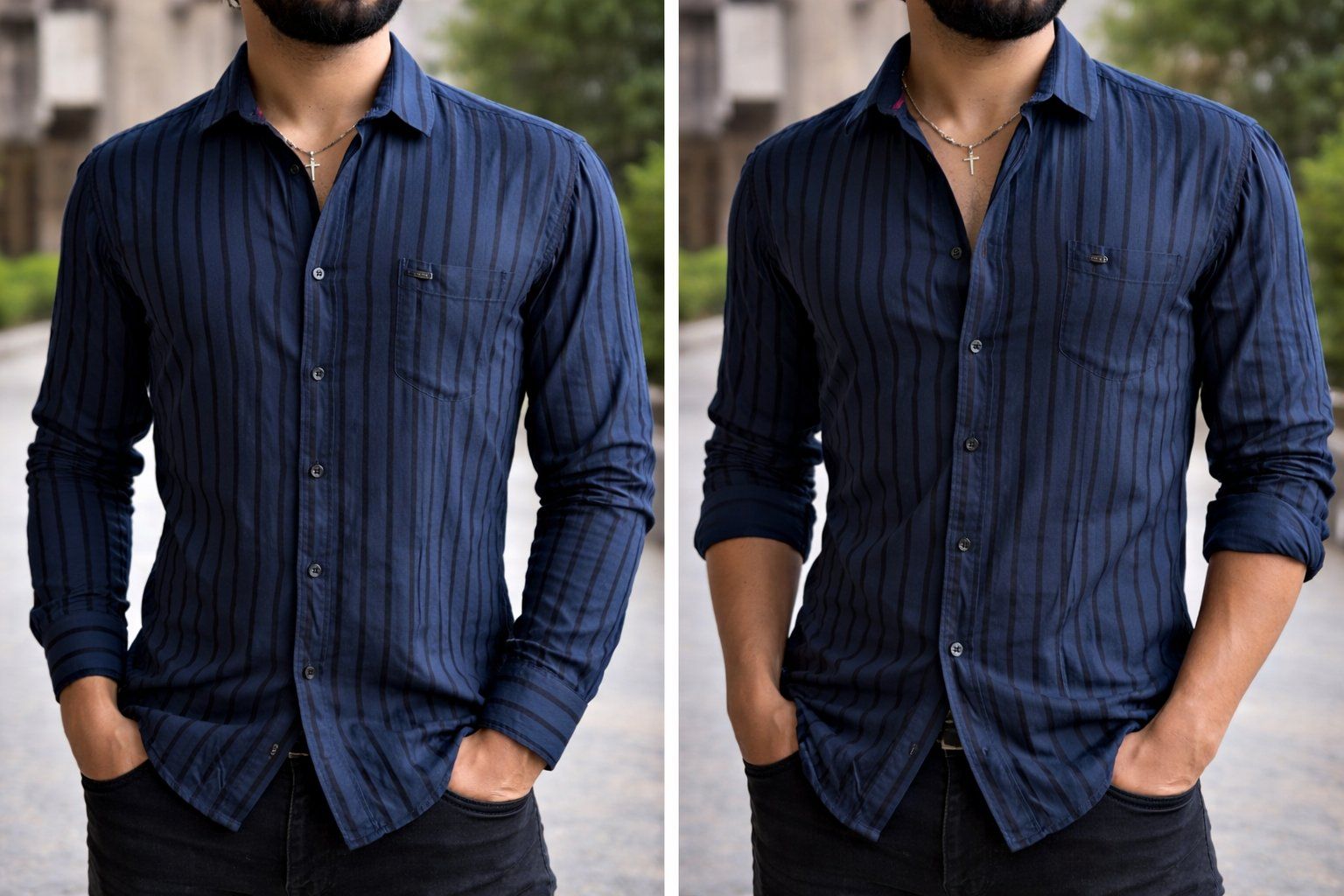 Camicie: Herrenhemd Blau mit Streifen – Usato da Baden venduto da jkallickal