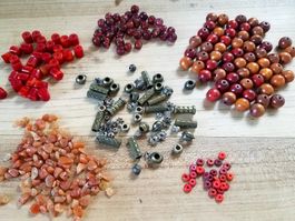 Lot alte Glasperlen Beads Erdtöne Oriental Ethno Metall Holz