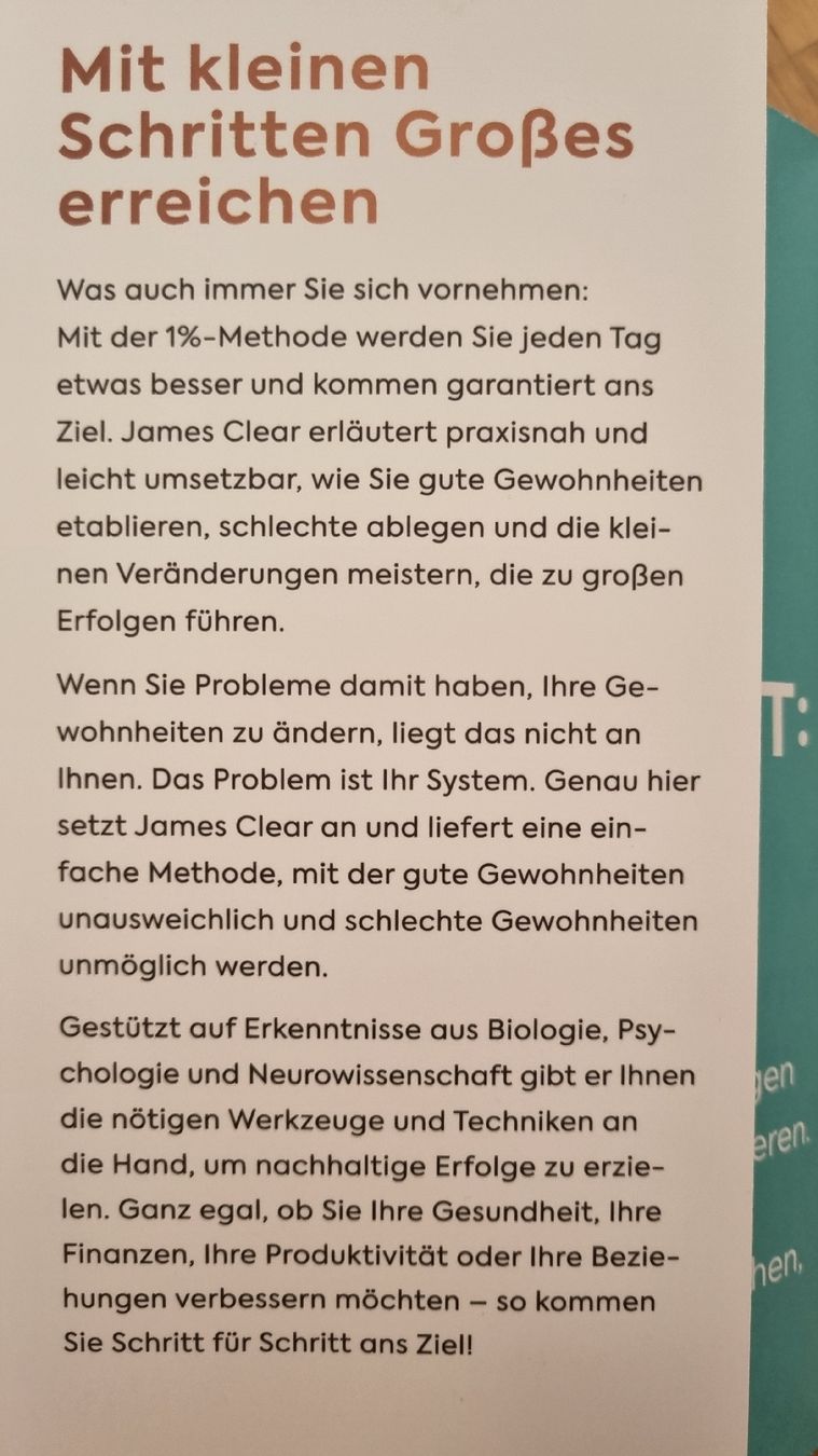 Livres: Buch "Die 1% Methode" James Clear – Neuf (Voir description) à Wauwil par lin_hn8v 1