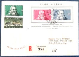 1948 / R - FDC IMABA-Block + Zusatzfrankatur Basel- Baden