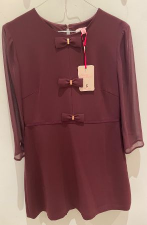NEW Ted Baker Finna Bow Bordeaux Dress Kleid