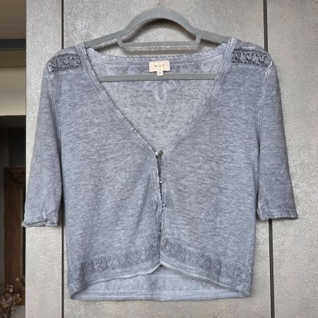 🐸 NILE CARDIGAN JÄGGLI JACKE S GRAU MIT SCHÖNEN DETAILS