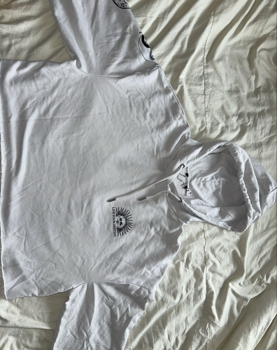 Bershka Maglioni & Felpe: Weisser Kapuzenpullover mit Sonne & Mond Motiv, M – Nuovo (secondo la descrizione) da Köniz venduto da lar_m9xk 3