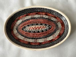 Ziegler Keramik Schale, oval, handbemalt Schweiz