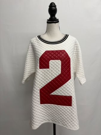 Twinset oversize Baseball Shirt weiss Print L rot
