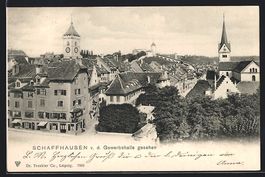 Schaffhausen, Totale v. d. Gewerbehalle 