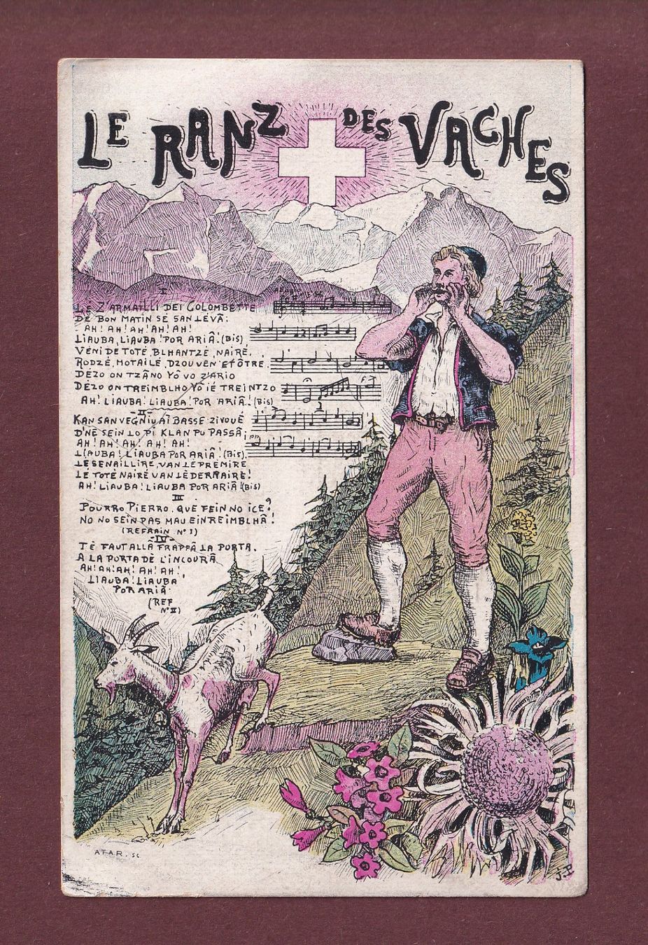 Cartoline postali: LE RANZ DES VACHES – Usato da Pully venduto da nicecards