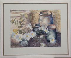 Aquarell-Bild mit Rahmen, 90.5x75.5 cm