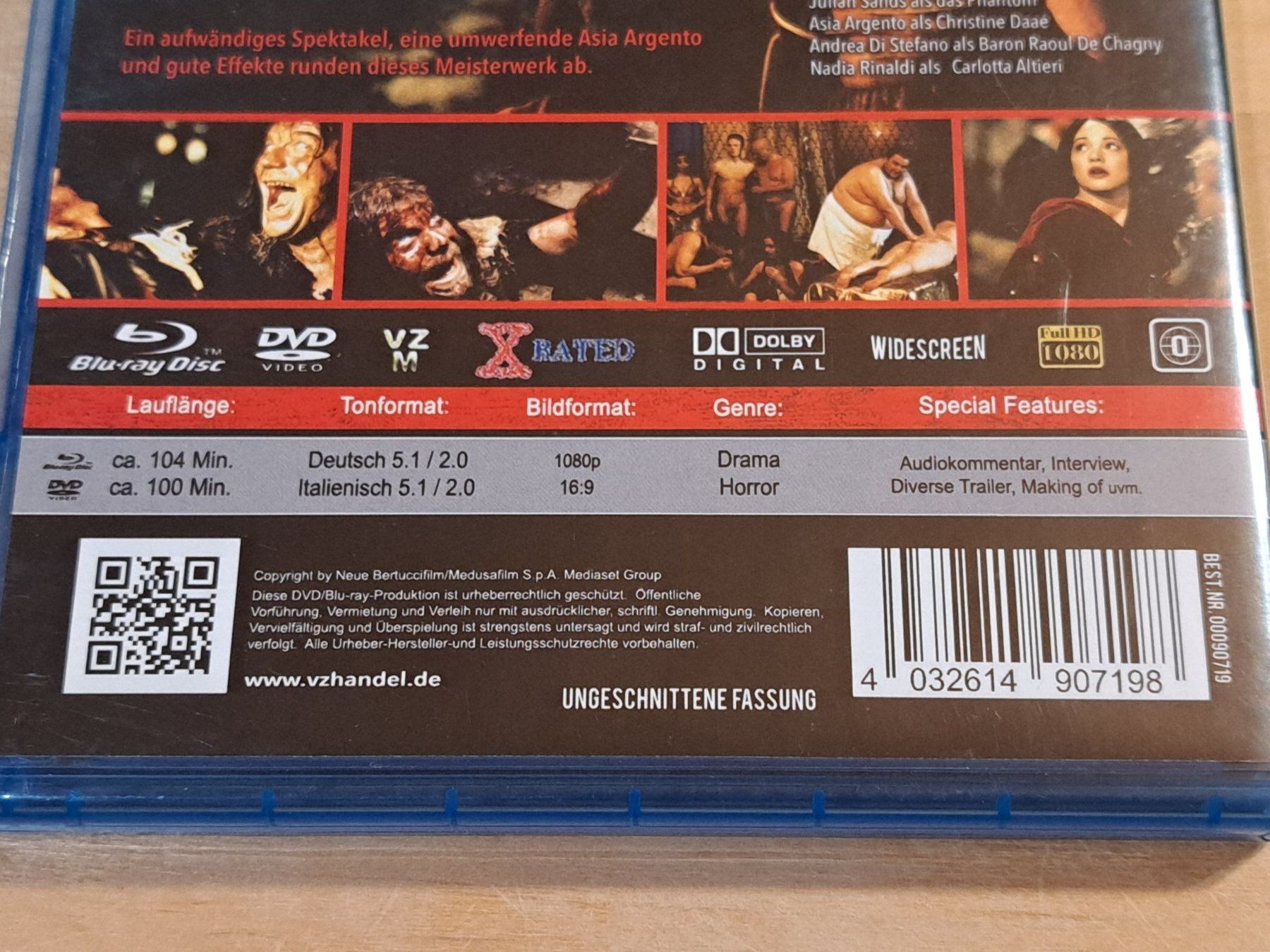 Tutti i DVDs: Blu-ray Das Phantom der Oper von Dario Argento 1998 – Nuovo (secondo la descrizione) da Unterseen venduto da Kanica 4