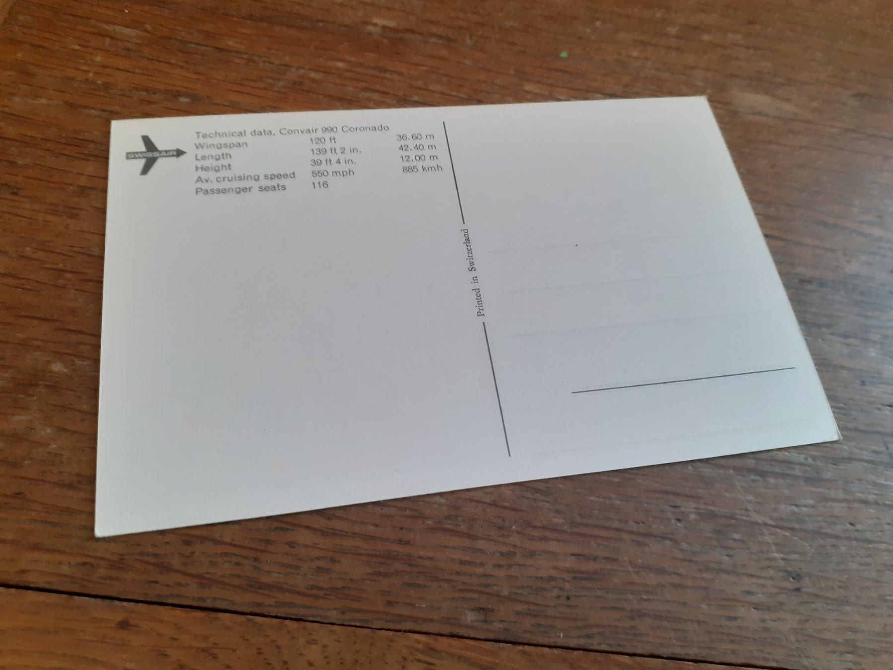 Cartoline postali: SWISSAIR - CONVAIR 990 CORONADO – Usato da Winterthur venduto da Ornyx7 1
