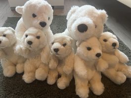 Winter Kuscheltiere - Eisbären Familie, 6 Stueck, Top!