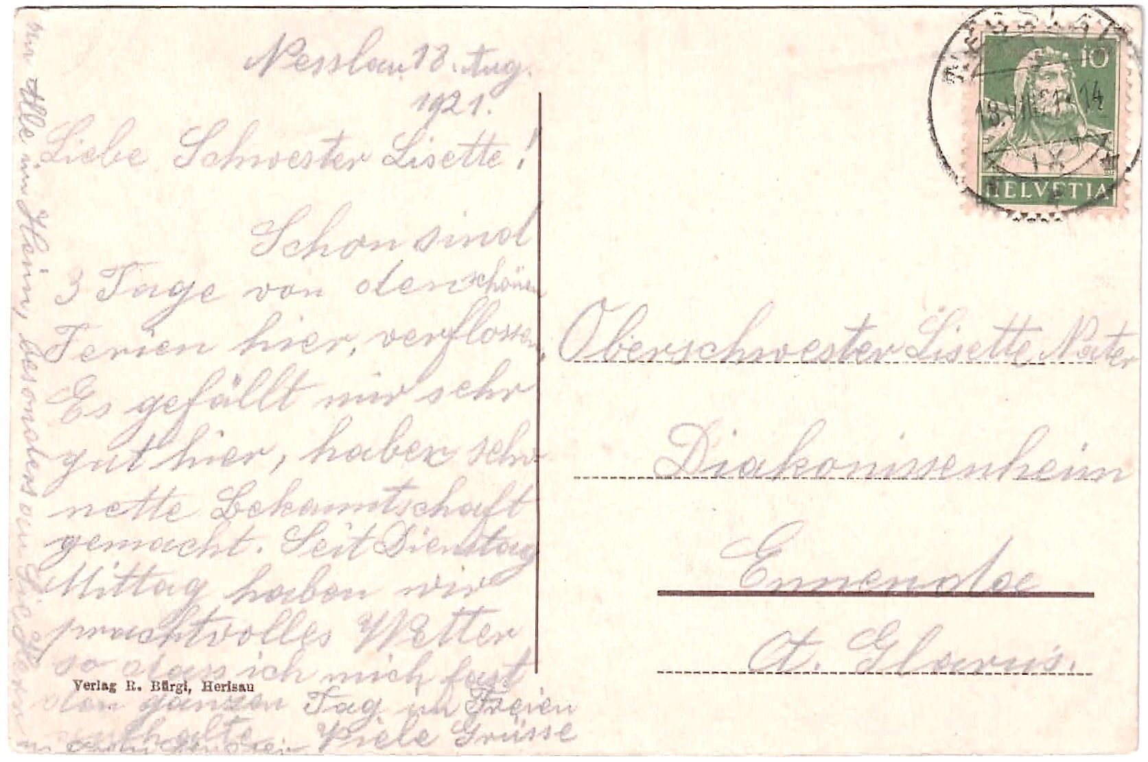Cartoline postali: NESSLAU - Erholungsheim "Alpenblick" ca. 1920 – Usato da Oberdorf BL venduto da Hopfehuepfer 1
