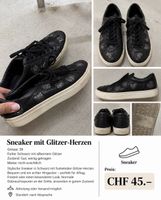 Sneaker schwarz mit Glitzerherzen Grösse 39 guter Zustand