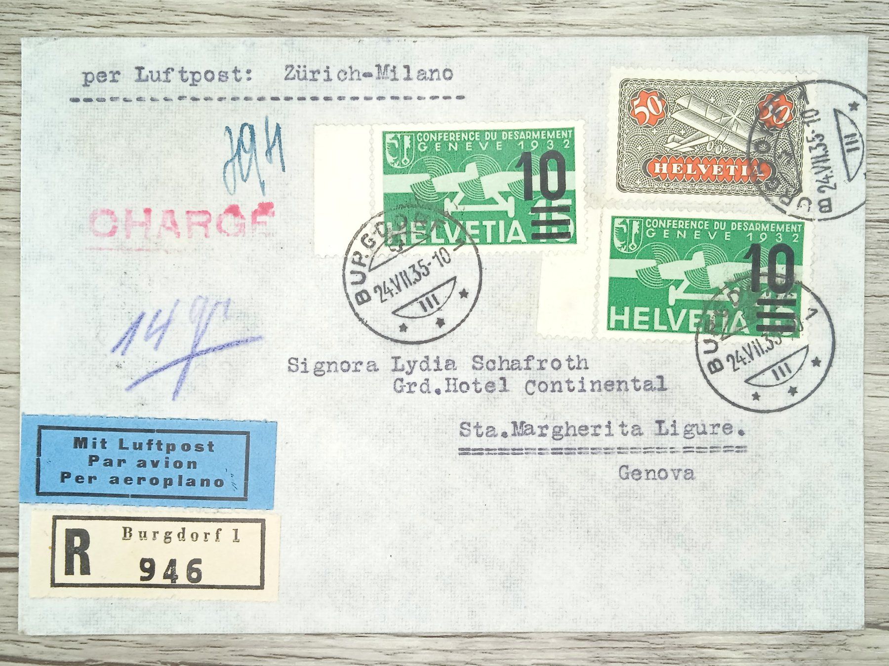 Tutti i francobolli: TR78 Enveloppe + Timbre Suisse 1935 – Usato da Cousset venduto da Patrick_Collections