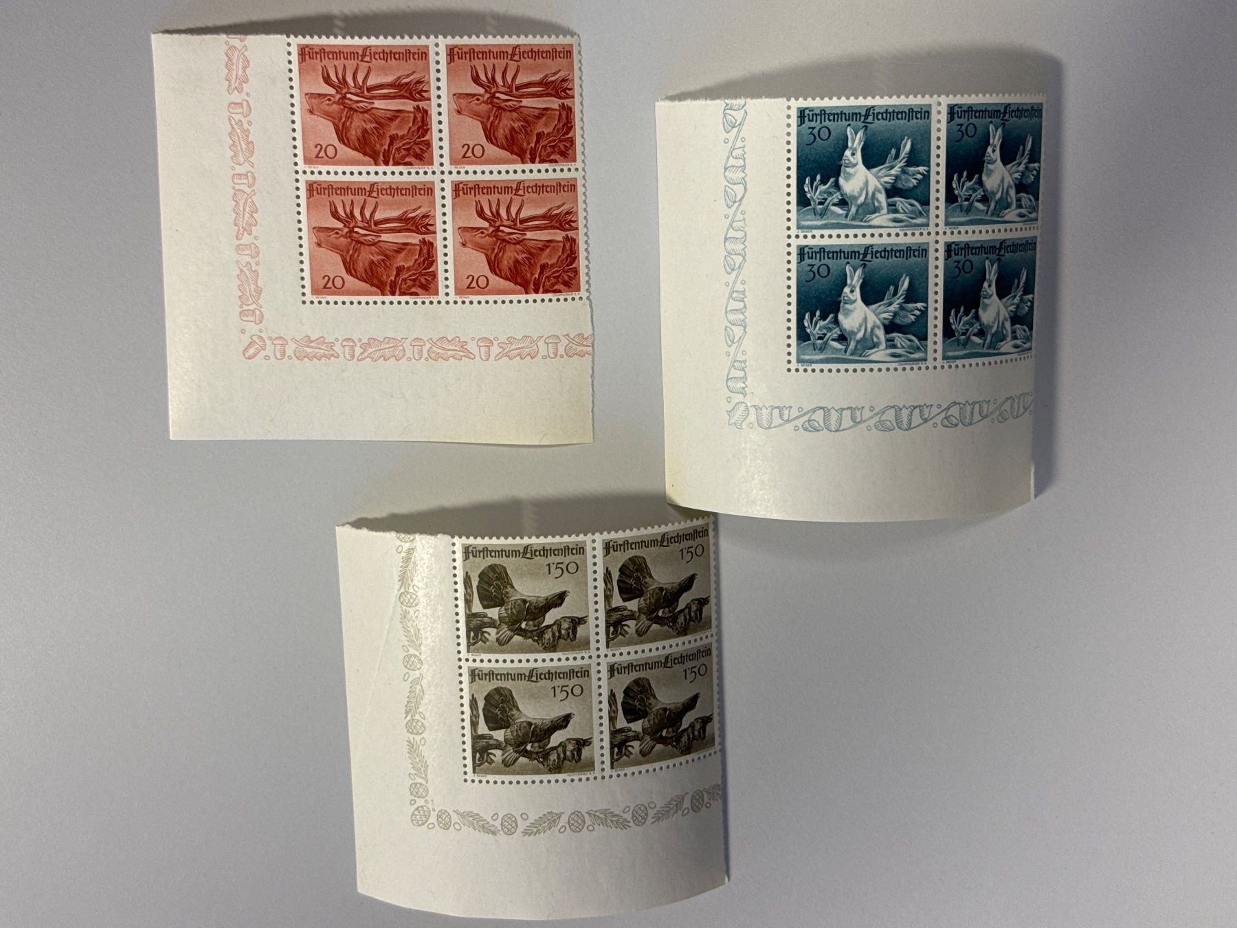 Tutti i francobolli: 1946, Jagdserie I, FL210-FL212, postfrisch – Usato da Küssnacht am Rigi venduto da SUOMIMASTER