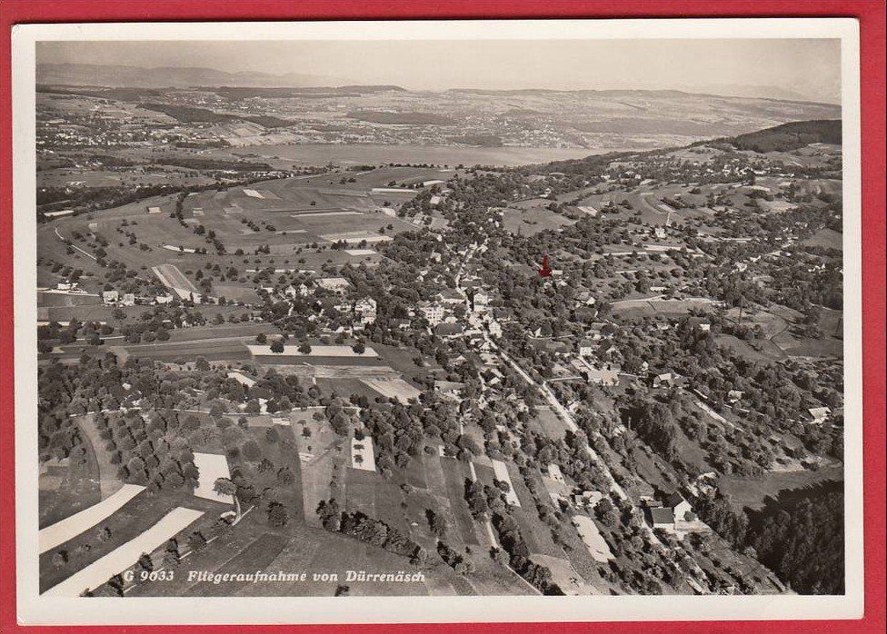 Cartoline postali: DÜRRENÄSCH, FLIEGERAUFNAHME, GROSSFORMAT – Usato da Grüningen venduto da Kartenlaube