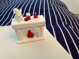 5tlg. Set Weihnachtskamin, hübsche Accessoires Puppenstube