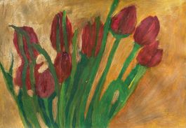Gemälde Tulpen Rot Grösse ca. 50x35cm Unikat