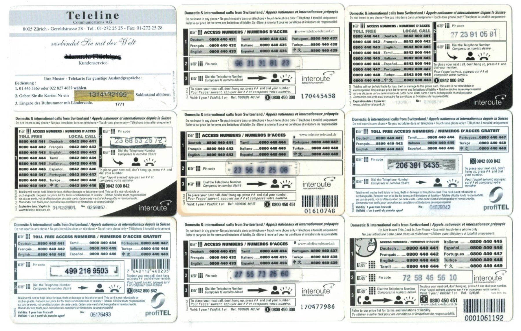 Cartes de téléphone: 9 Teleline Telefonkarten – D'occasion à Zürich par Tolima194 1