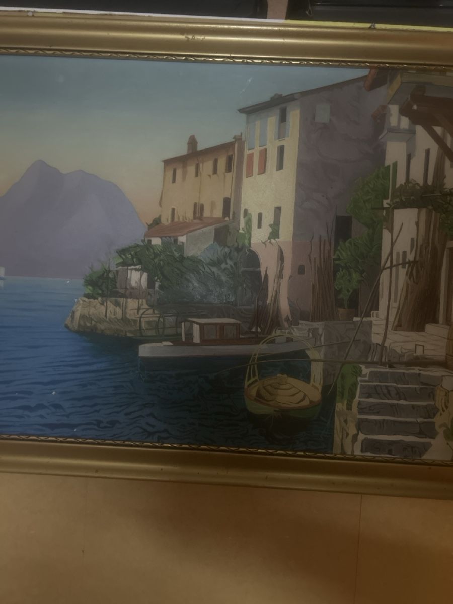Dipinti: Quadro vista lago con barche e case 60x30 cm – Usato da Wetzikon ZH venduto da lan_sv66
