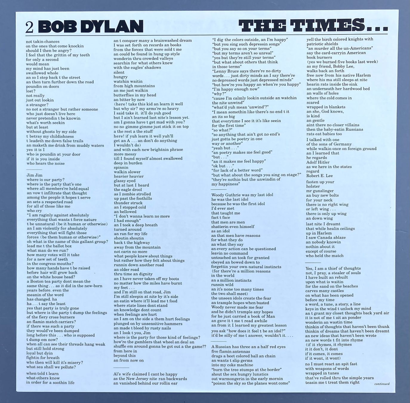 Schallplatten: BOB DYLAN - THE TIME THEY ARE A-CHANGIN' – Gebraucht aus Poliez-Pittet von Newtown-Records 2