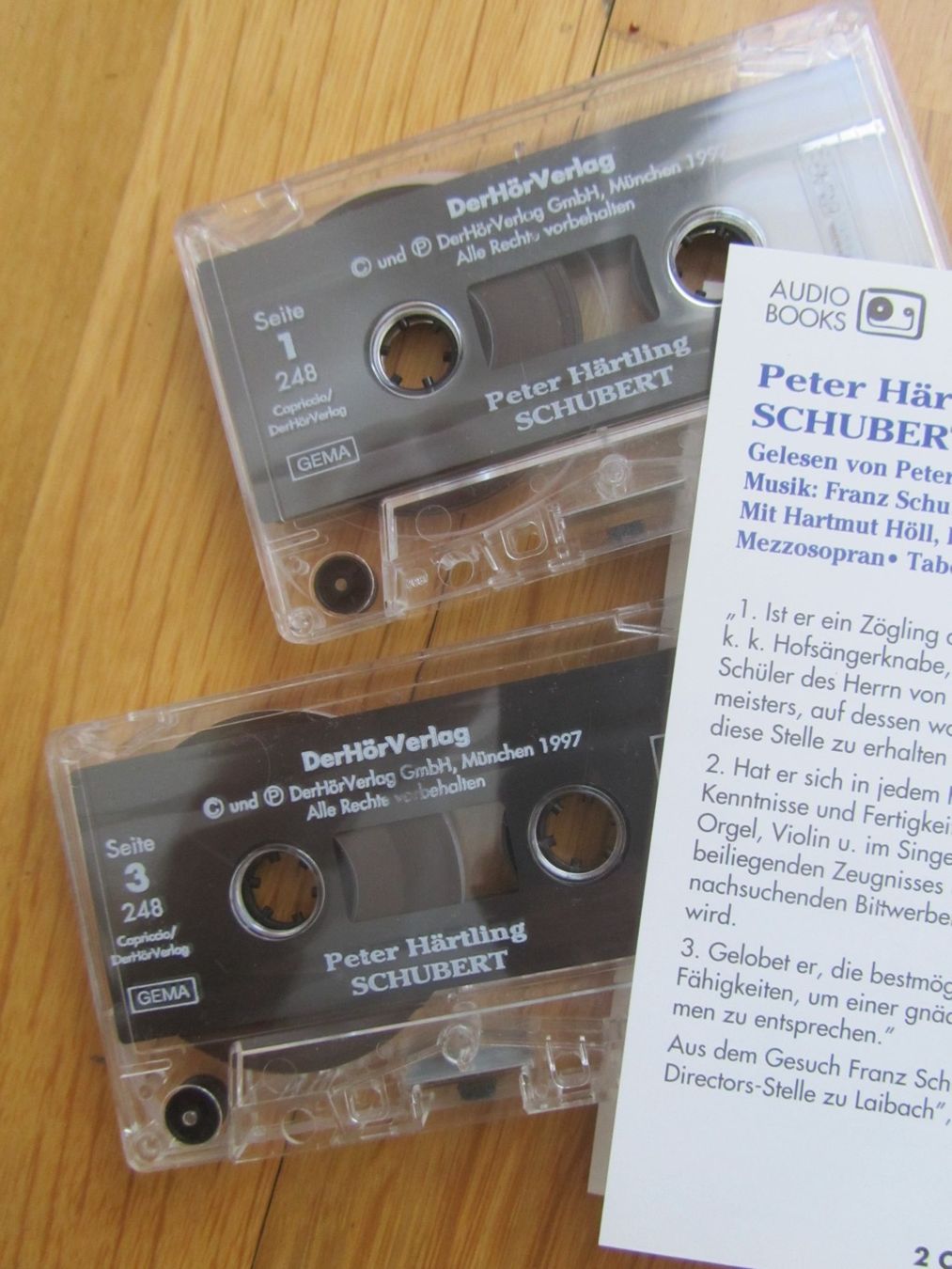 Cassettes audio: Peter Härtling   - SCHUBERT – D'occasion à Seengen par mikelele 5