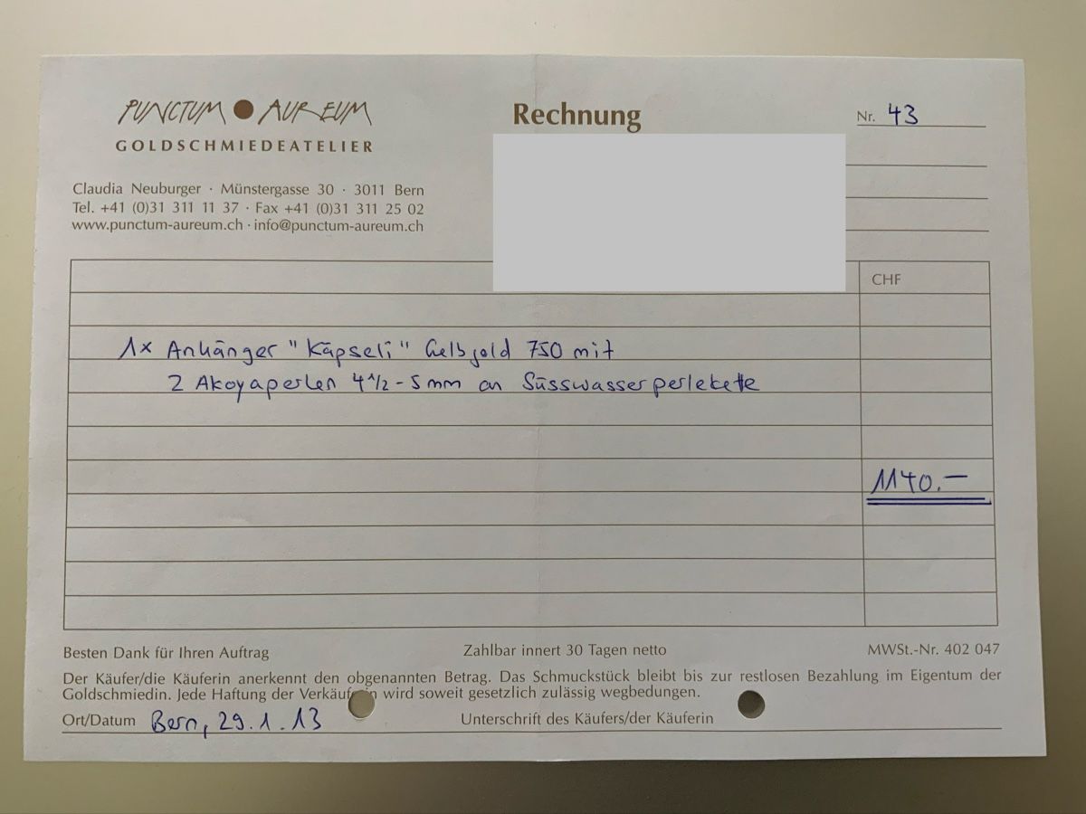Catenine: Süsswasserperlenkette mit Goldanhänger – Usato da Bern venduto da surfboard 5