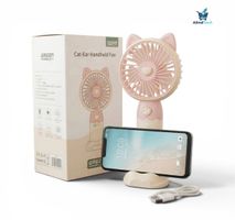 Faltbarer Handventilator mit Handyhalter – Hellrosa