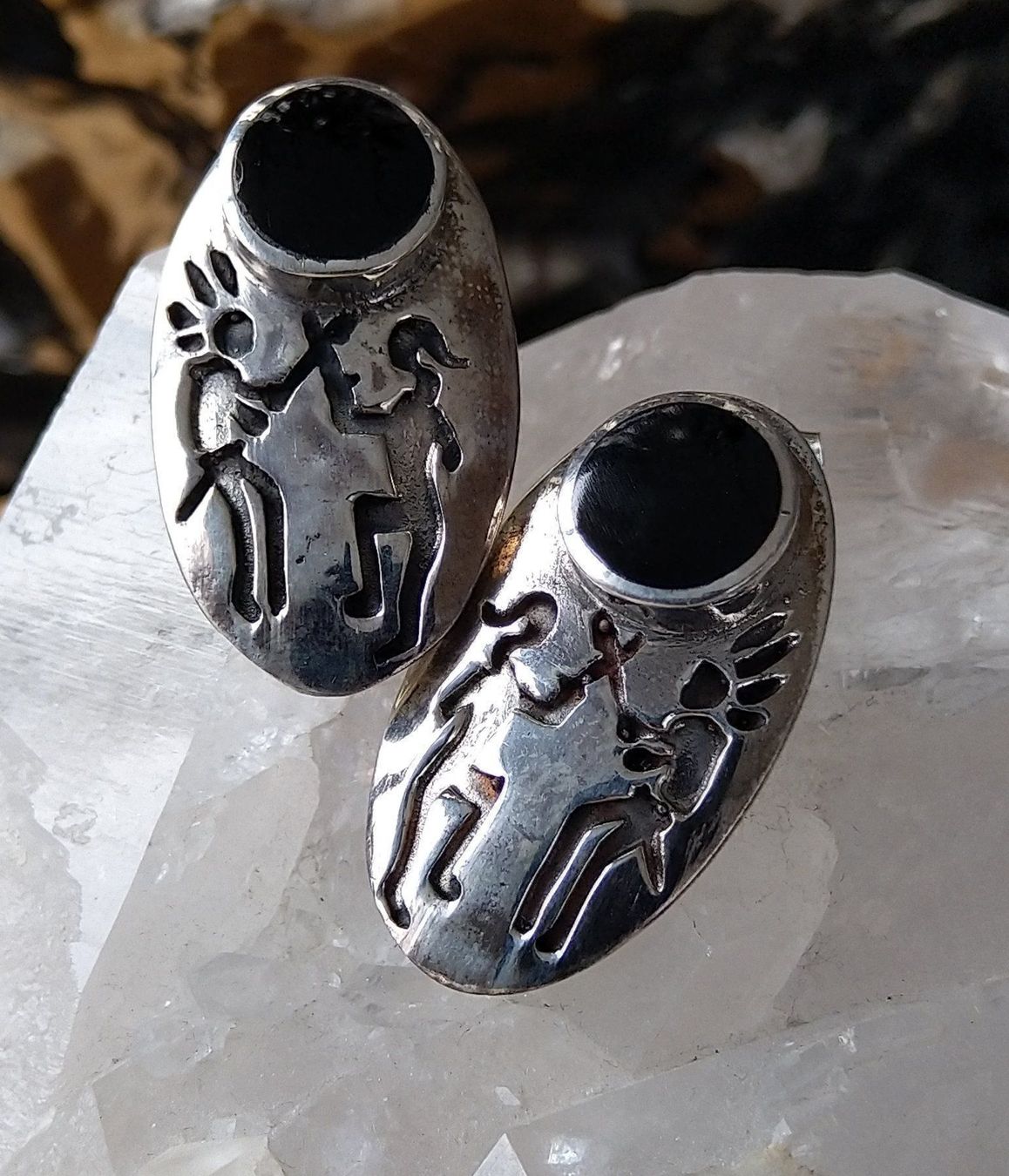 Orecchini pendenti & Orecchini a lobo: INDIANER OHRRINGE MIT ONYX IN SILBER – Usato da Romanshorn venduto da BoutiqueA 1