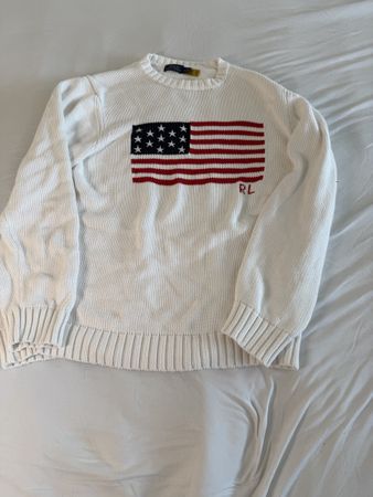Polo Ralph Lauren Pullover US Flag Grösse M Weiss