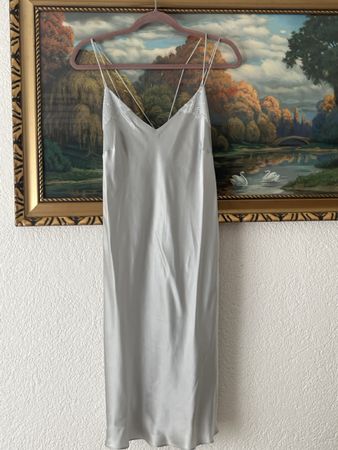 Grider-SeidenKleid💯elegant, zarthellgrau,neuwertig GrL(K7