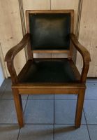 Armlehnstuhl / Bürostuhl Biedermeier Kirschbaumholz / Leder
