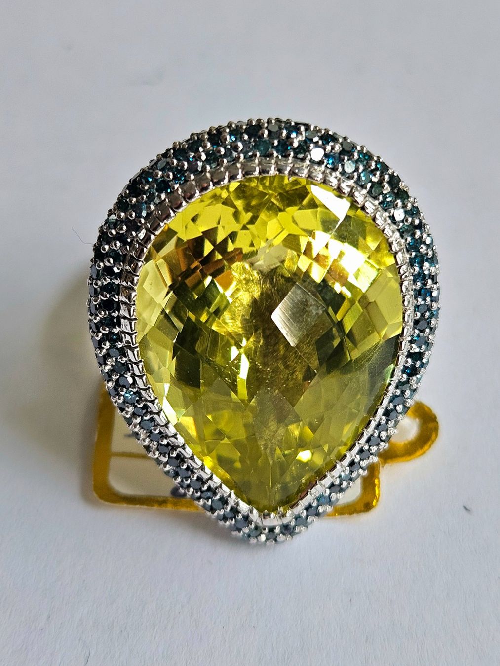 Anelli: Ring Silber mit Citrin und blauen Diamanten – Nuovo (secondo la descrizione) da Zürich venduto da benedikt12 8