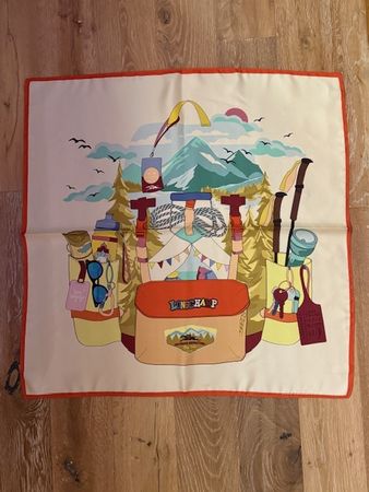 Longchamp Silk Scarf Outdoor Adventure Print Multi-color 70c