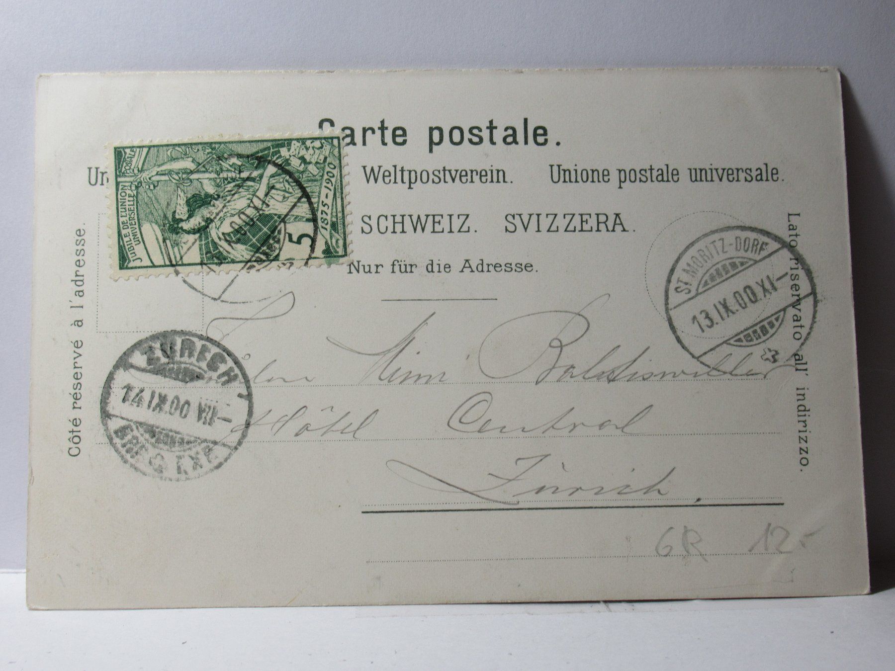 Cartoline postali: Gruss aus St. Moritz , Briefmarke , 1901 – Usato da Grenchen venduto da Bluemchen1900 2