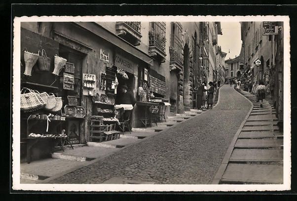 Cartoline postali: Lugano, Via Cattedrale mit Geschäften – Usato da Berlin venduto da bartko-reher