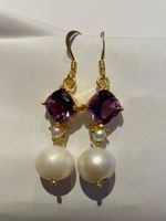 Wunderschöne Amethyst Süsswasserperle Ohrringe - Nr. T25