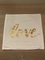 Kissenhülle in Weiss/Goldenes Love/Neu/OVP