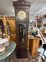 Jugendstil Standuhr im Holzkasten, Eiche,
